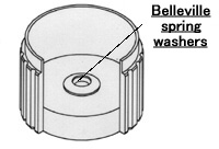 Detach the Belleville spring washers inside the dislodged control knob using tweezers.