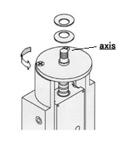 Attach the Belleville spring washers to the axis where the control knob became dislodged.